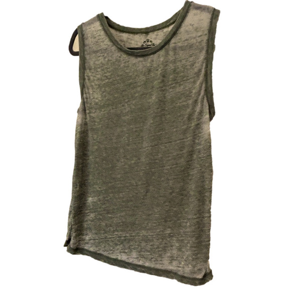 Set of 2 Olive Green Sleeveless Top “Well Worn Semi Sheer” Style Size Medium - Picture 9 of 14